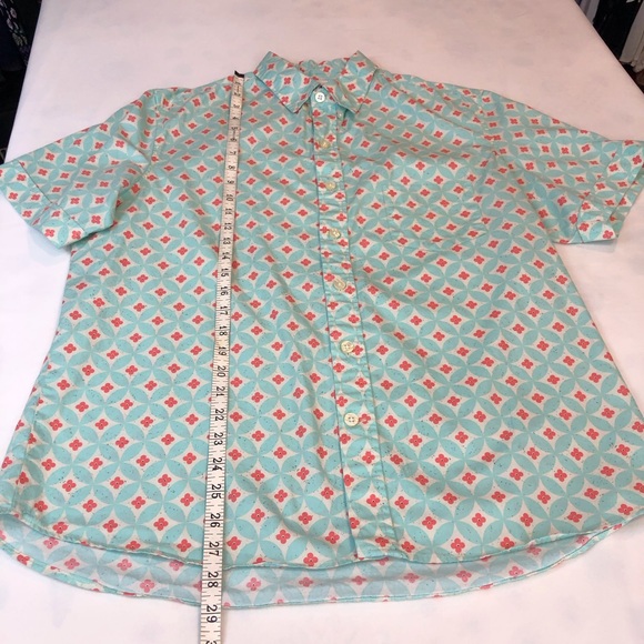 Mens Kennington LTD Turquoise Orange Print Button Front Shirt - Picture 9 of 16